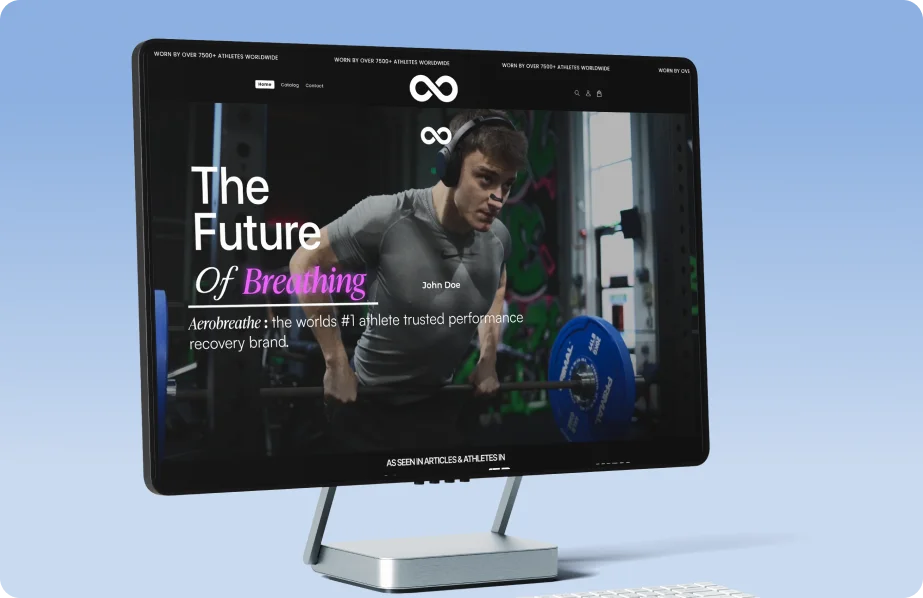 Aerobreathe health technology website interface shown on a desktop display